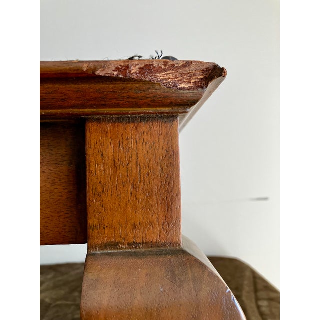 19th Century Antique Walnut Footstool With Floral Needlepoint Cushion For Sale - Image 12 of 18