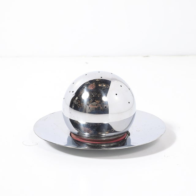 Art Deco 1930s Art Deco Chrome Cocktail Ball and Olympia Saucer by Russel Wright for Chase For Sale - Image 3 of 12