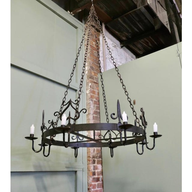 Early 20th Century Antique French Gothic Castle Chandelier, 1900 For Sale - Image 5 of 9