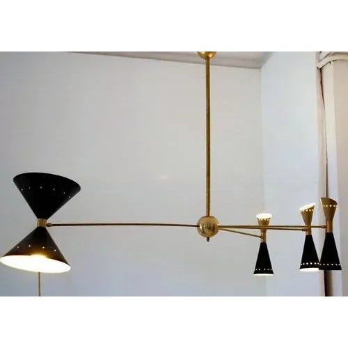 Four-Arm Brass Asymmetrical Chandelier For Sale - Image 4 of 13