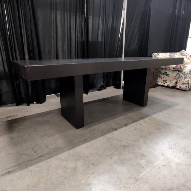 2010s West Elm Terra Dining Table, Chocolate Wire-Brushed Oak, Thick Slab Top and Legs, Seats 6 to 8 For Sale - Image 5 of 8