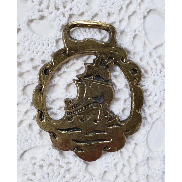 1940s 1940s Clipper Ship Brass Medallion For Sale - Image 5 of 5