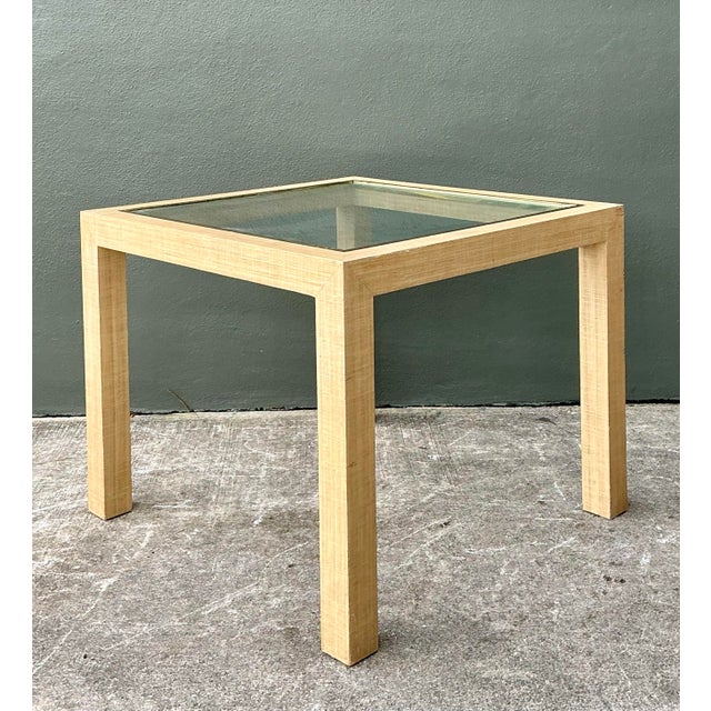 Wood Vintage Wrapped Grasscloth Game Table For Sale - Image 7 of 12