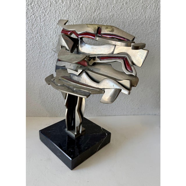 Abstract Studio Del Campo, Studio Del Campo Italian Brutalist Abstract Sculpture Steel Enamel 1978 Turin For Sale - Image 3 of 12