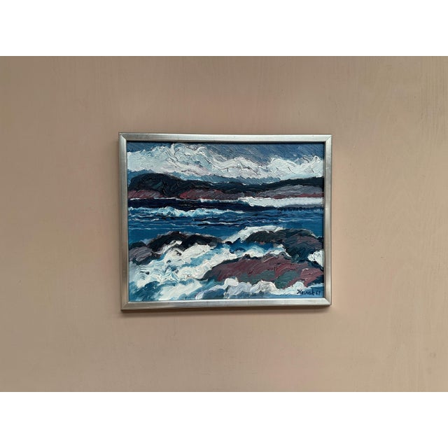 Allan Horsak, Coastal Landscape, 1969, Oil Painting on Canvas, Framed For Sale - Image 6 of 14