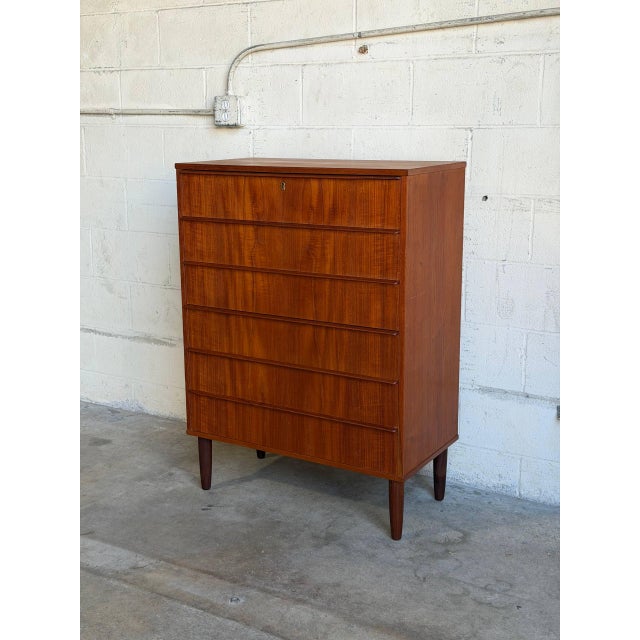 Teak 6-Drawer Tallboy Dresser Danish Mid-Century Modern 1960s For Sale - Image 11 of 12