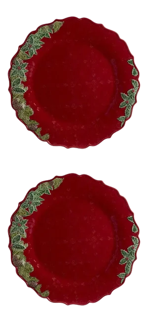 Bordallo Pinheiro Christmas Garland Chargers, Set of 2