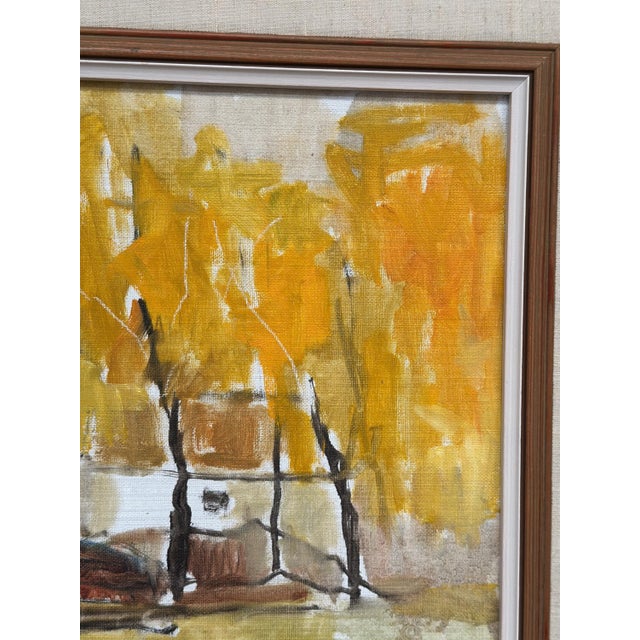 Pia H. Campbell, Houses and Trees in Autumn, 1950s, Oil on Canvas, Framed For Sale - Image 15 of 18