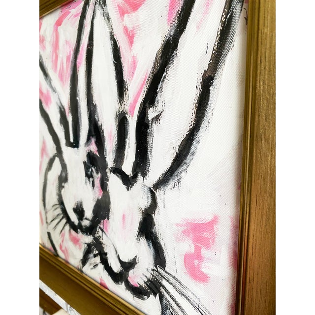 Gold Frame Painting: Bunny Hop, painted by an Artist in Florida, Original Painting. Media: Acrylic Paint on Canvas Size:...