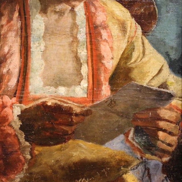 French Artist, Portrait of a Woman with a Letter, 1979, Oil Painting, Framed For Sale - Image 11 of 16