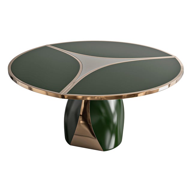 Art Deco "Sogno" Round Table With Stainless Steel and Bronze, Handcrafted For Sale - Image 3 of 7