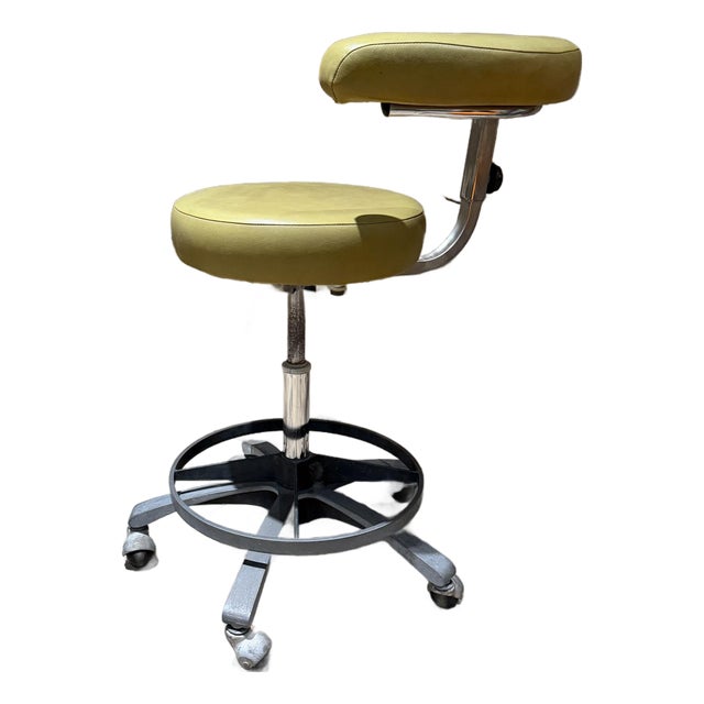 Mid-Century Medical Vintage Dental Assistant's Stool Adjustable Ergonomic For Sale