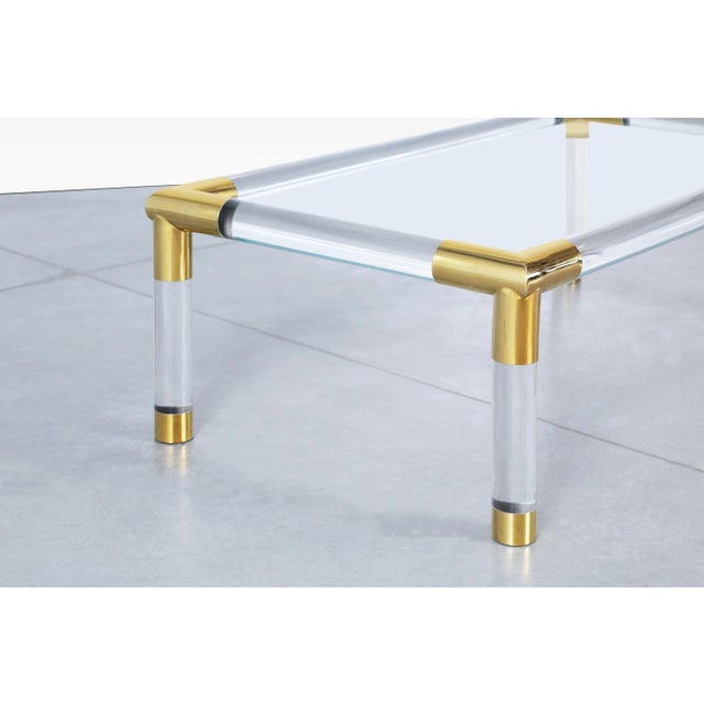 Vintage Italian Modernist Lucite and Brass Coffee Table, 1970s For Sale In Los Angeles - Image 6 of 12