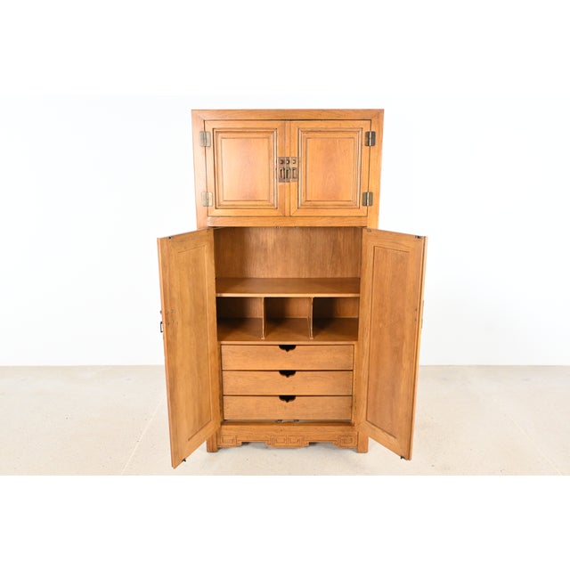 Baker Furniture Asian-Inspired Hollywood Regency Wardrobe Dresser For Sale - Image 9 of 17