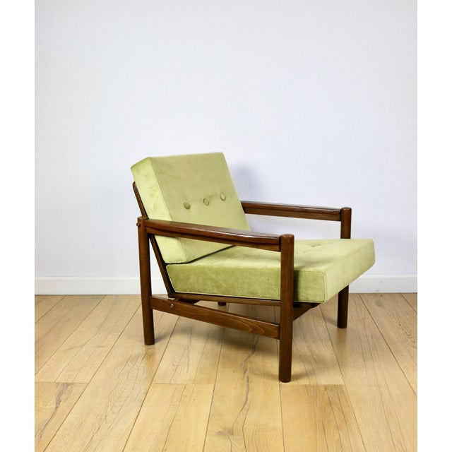 Vintage Armchair in Olive Lemon Velvet, 1970s For Sale - Image 11 of 11