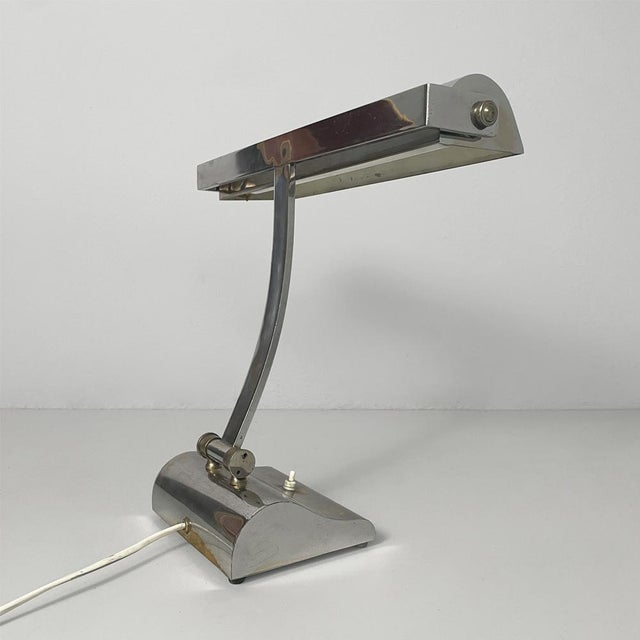 Italian Art Deco Table Lamp in Chromed Brass, 1930s For Sale - Image 3 of 13