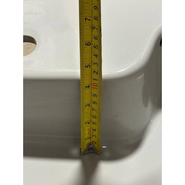 Late 20th Century Kohler K-2098-1 Invitation Self-Rimming Lavatory 1 Hole Bathroom Sink Ecru For Sale - Image 5 of 8