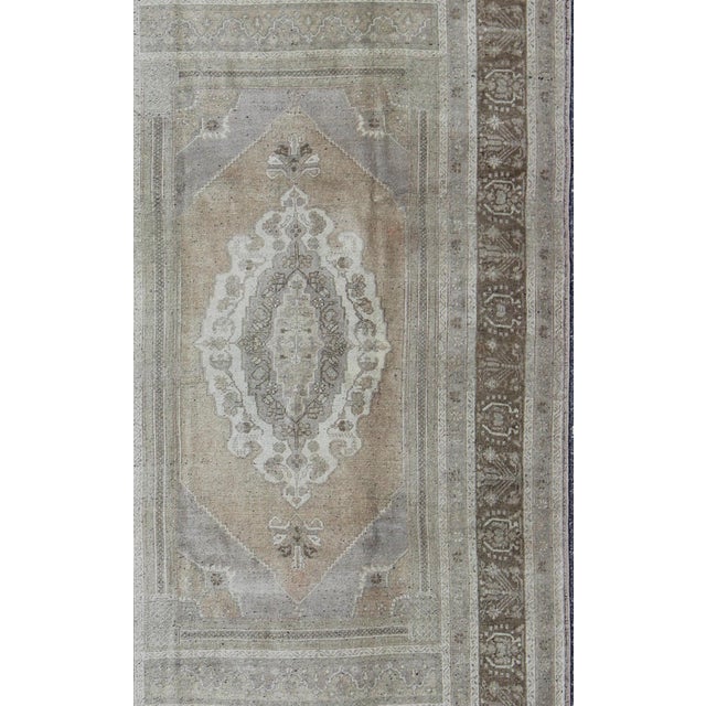 Measures: 5'11 x 9'8 Vintage Turkish Oushak Rug with Faded Taupe, Soft Sage, and Muted Ivory. Keivan Woven Arts / rug TU-...