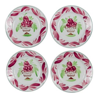 19th Century French Plates, Hand-Painted Set of 4 For Sale