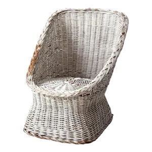 Vintage White Wicker Bucket Chair