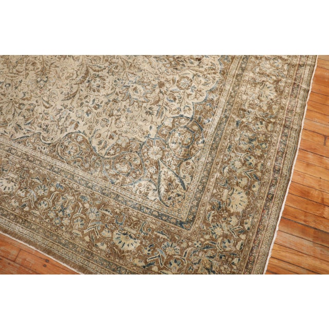 Antique Neutral Persian Kashan Rug - 7'5" x 10'3" For Sale In New York - Image 6 of 10