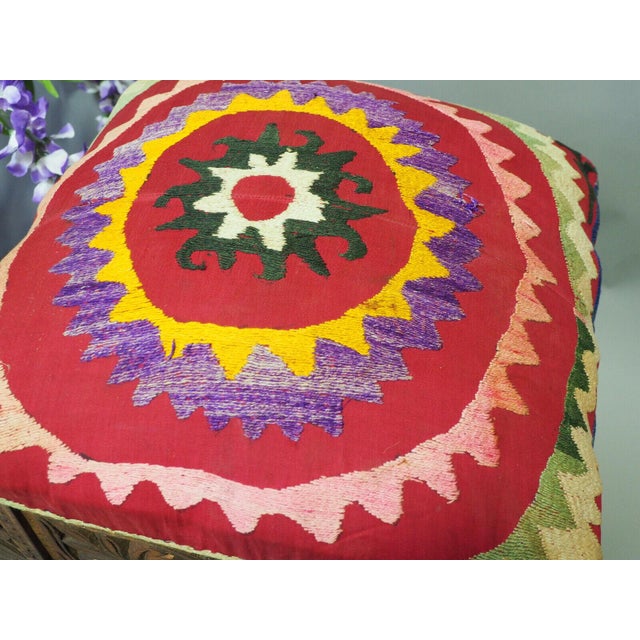 Vintage Hand-Carved Wooden Stoll Chair, Afghanistan For Sale - Image 9 of 14