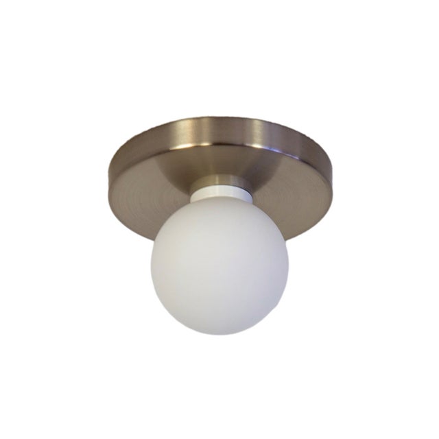 Not Yet Made - Made To Order Globe Flush Mount Brushed Nickel, 3 Inch Glass Globe, by Research.Lighting, Modern, Minimal For Sale - Image 5 of 6