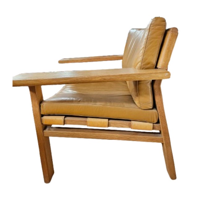 Mid-Century Modern Vintage Danish Oak Lounge Chairs in Cognac Leather by Kurt Østervig, 1960s, Set of 4 For Sale - Image 3 of 7