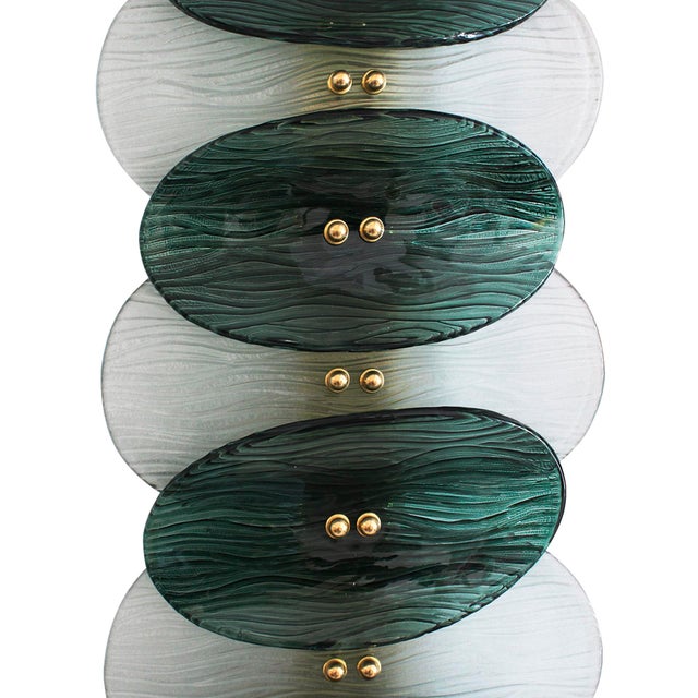 Italian Murano Glass and Brass Wall Sconces, 2010s, Set of 2 For Sale - Image 6 of 12