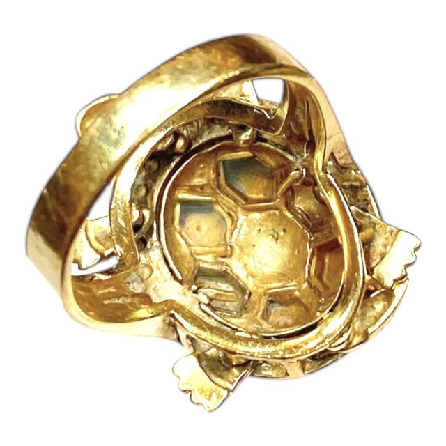 Metal Late 20th Century Large 14k Articulating Turtle Ring With Ruby Eyes For Sale - Image 7 of 9