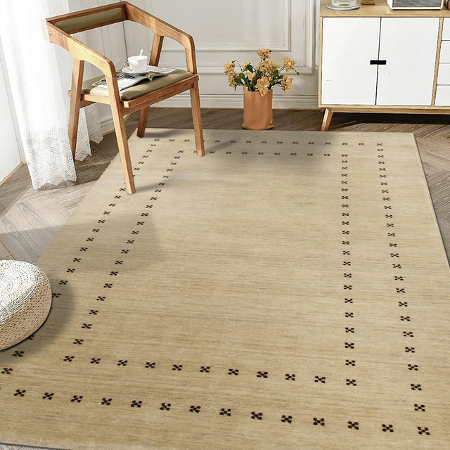 Textile 9x12 Jasmine Alluring Beige Solid Open Modern Handmade Wool Carpet Rug For Sale - Image 7 of 8