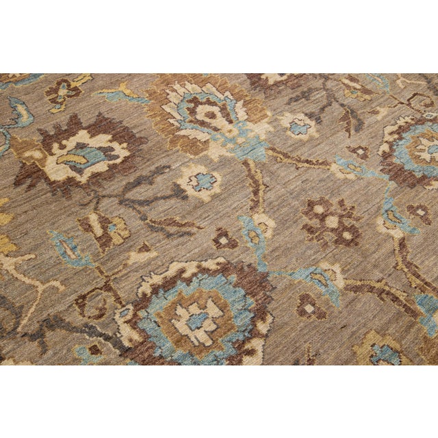Brown Room Size Modern Sultanabad Wool Rug Allover Pattern For Sale - Image 10 of 10