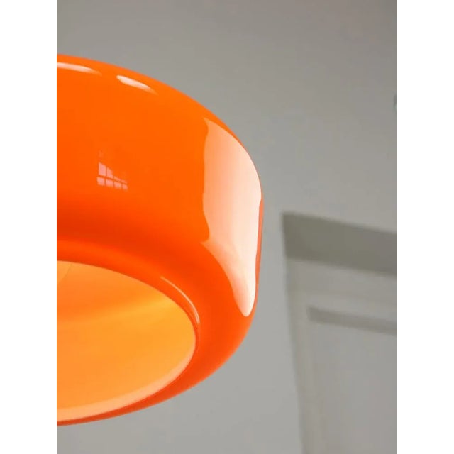 Mid-Century Modern Italian Orange Glass and Brass Pendant Lamp For Sale - Image 10 of 15