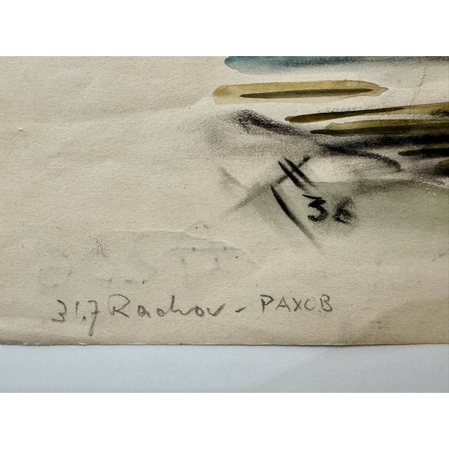 1930s Henry Emil Salloch Original Watercolor on Paper Mountaun Valley Village, 1936. For Sale - Image 5 of 7