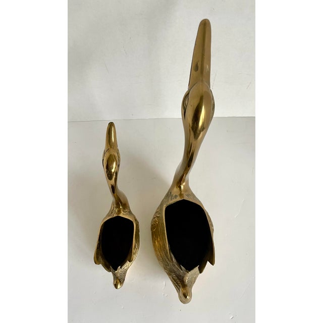 Pair of Mid-Century Brass Figurative Swan Planters Cachepots For Sale - Image 10 of 10