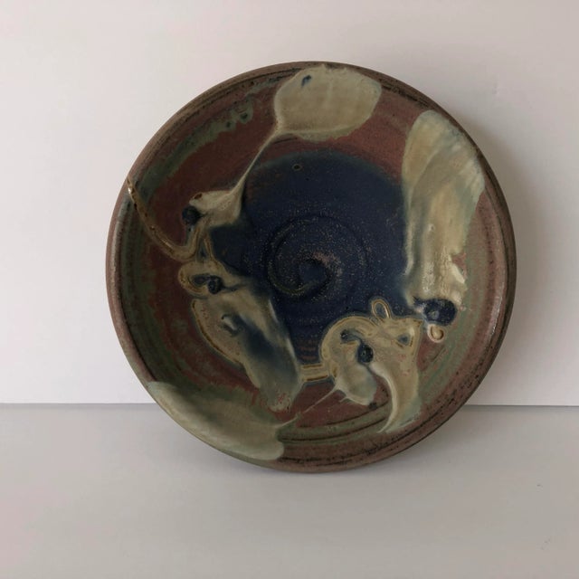 Modern Pottery 8”d Bowl Artist Signed Abstract Design For Sale In New York - Image 6 of 6