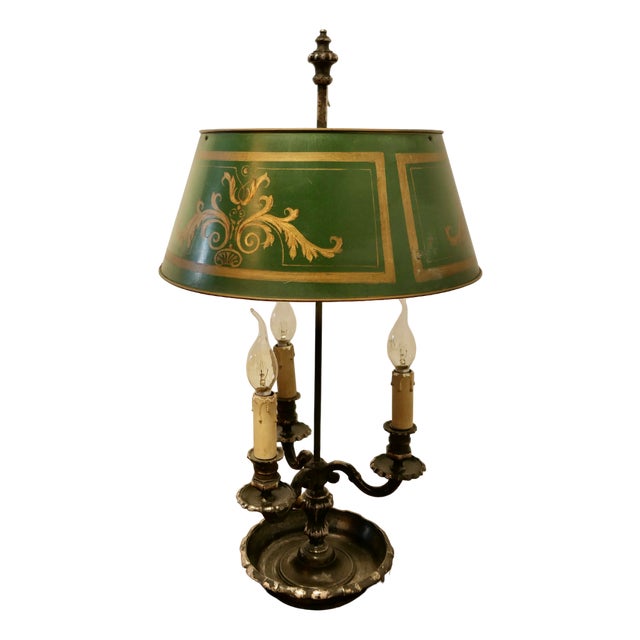 Antique French Silver Plated Triple Bouillotte Desk Lamp, 1890s For Sale