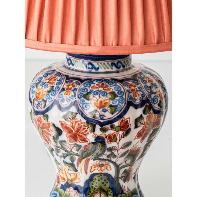 Delft Chinoiserie Polychrome Table Lamp by Tichelaar Makkum, 1950s For Sale - Image 13 of 15
