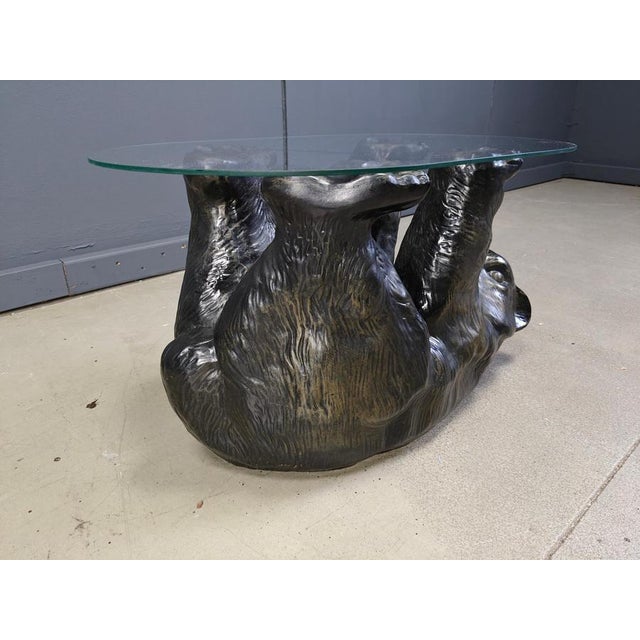 Vintage Sculptural Black Bear Coffee Table with Glass, 1970 For Sale - Image 6 of 12