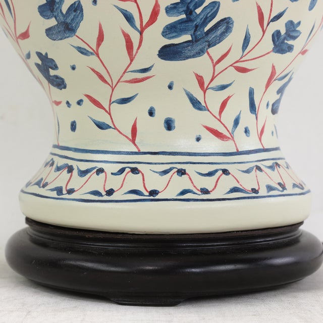 Vintage Brunschwig & Fils Cadiz Table Lamps - Blue and Cream Ceramic With Boar and Deer Motif For Sale - Image 11 of 14