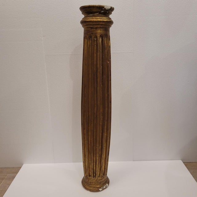 Column Altarpiece Fragment in Carved and Gilded Wood, 19th Century For Sale - Image 5 of 15