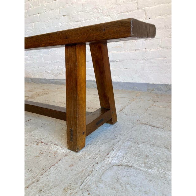 Wood Italian Oak Bench, 1940s For Sale - Image 7 of 14