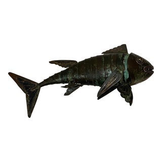 1950s Graziella Laffi Fish Sculpture, Sterling Silver and Copper, Signed For Sale