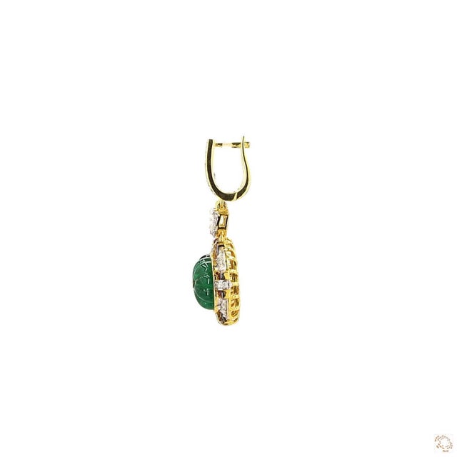 0.32 Carat Rose Cut Diamond Emerald Ruby Gold Earrings, Pair For Sale - Image 4 of 9