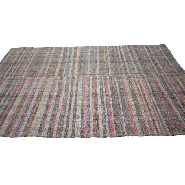 Striped Vintage Kilim Rug For Sale - Image 4 of 7
