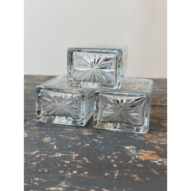 Vintage French Monogrammed Cut Glass + Silver Perfume / Liquor Bottle Travel Set in Leather Case, Circa 1920s For Sale - Image 9 of 12