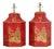 Vintage Red Chinoiserie Hand-Painted Hexagon Tea Caddy Table Lamps - a Pair For Sale