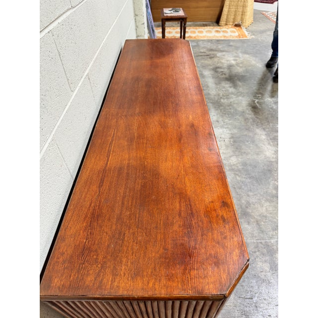 Vintage Coastal Bho Pencil Reed Style Bamboo Credenza For Sale - Image 9 of 9