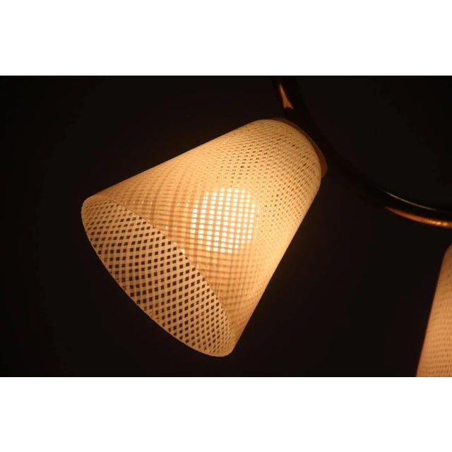 1950s Mid-Century Modern Brass, Reticello & Murano Glass Ceiling Lamp For Sale - Image 5 of 9