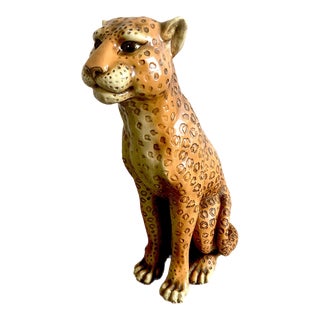 Vintage 1970 Handcrafted Cheetah Statue For Sale